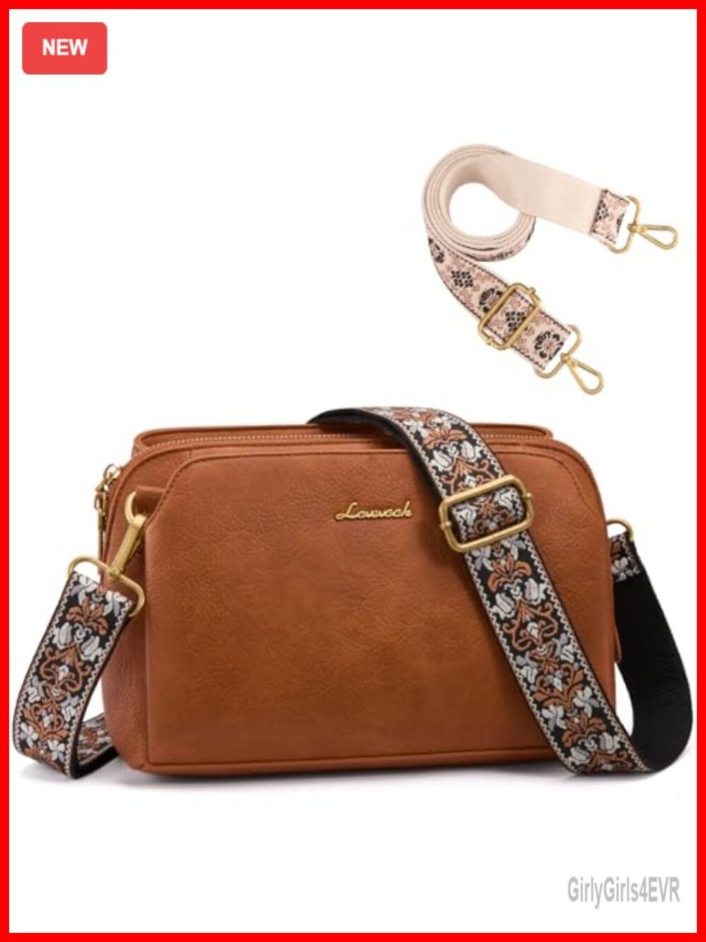 Small Leather Crossbody Bag with RFID Blocking & Adjustable Guitar Straps